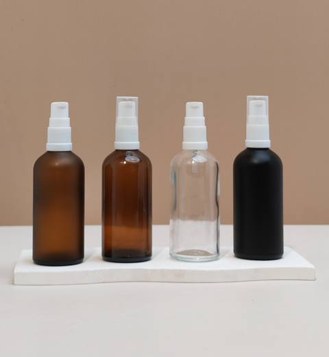 100Ml Glass Bottle With White Treatment Pump (Round)