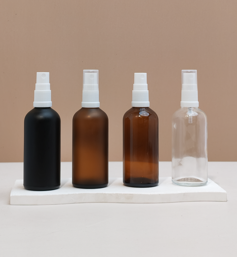 100Ml Glass Bottle With White Mist Sprayer (Round)