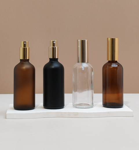 100Ml Glass Bottle With Gold Mist Sprayer (Round)