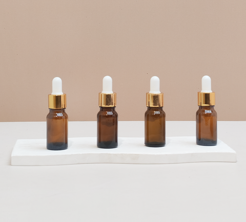 10Ml Glass Bottle With Gold White Dropper (Round)