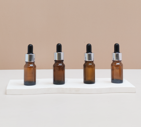 10Ml Glass Bottle With Silver Black Dropper (Round)