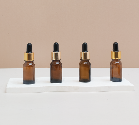 10Ml Glass Bottle With Gold Black Dropper (Round)