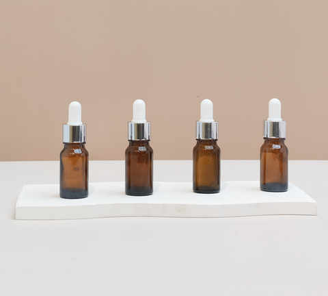 10Ml Glass Bottle With Silver White Dropper (Round)