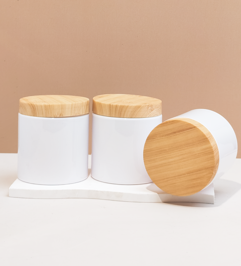 500g Tall Plastic Jar With Bamboo Lid