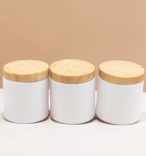 500g Tall Plastic Jar With Bamboo Lid
