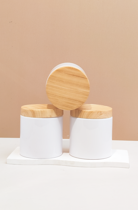 500g Tall Plastic Jar With Bamboo Lid