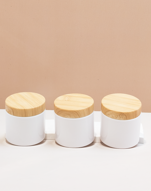 200g Tall Plastic Jar With Bamboo Lid