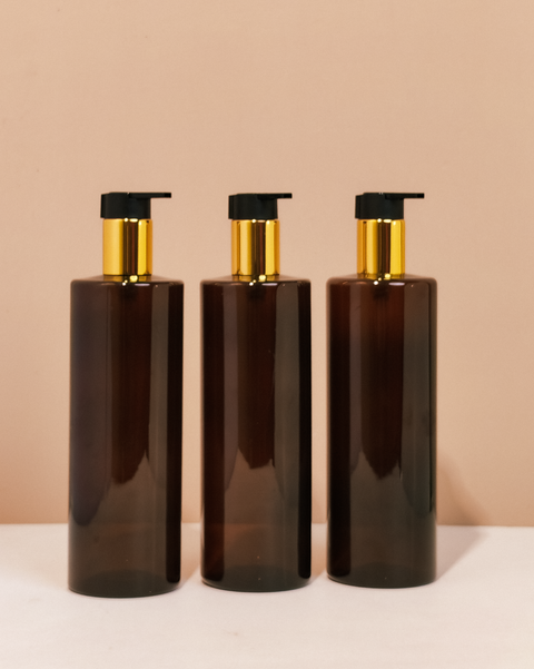 500Ml Tall Pet Bottle With New Gold Black Lotion Pump