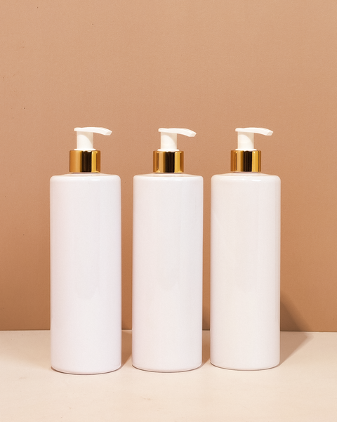 500Ml Tall Pet Bottle With Old Gold White Lotion Pump
