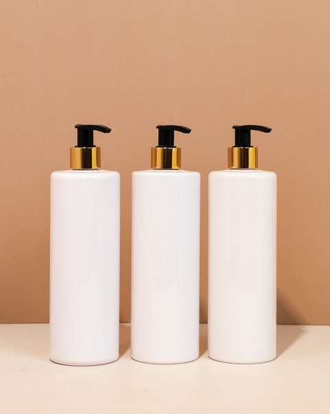 500Ml Tall Pet Bottle With Old Gold Black Lotion Pump