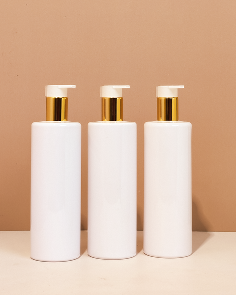 500Ml Tall Pet Bottle With New Gold White Lotion Pump