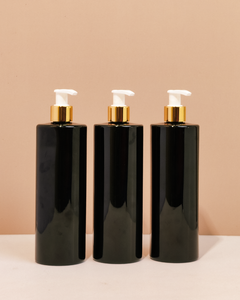 500Ml Tall Pet Bottle With Old Gold White Lotion Pump