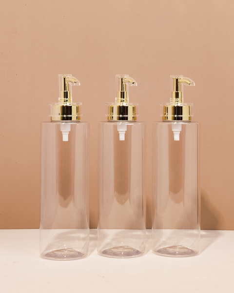 500ml Tall Pet Bottle with Gold Electroplated Pump