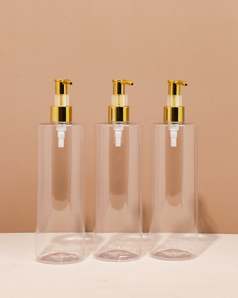 500Ml Tall Pet Bottle With All Gold Lotion Pump