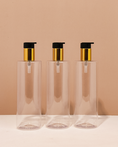 500Ml Tall Pet Bottle With New Gold Black Lotion Pump