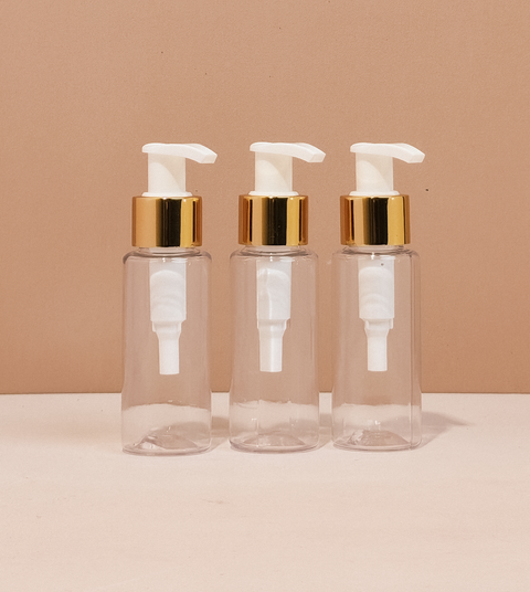 60Ml Pet Bottle With Old Gold White Lotion Pump