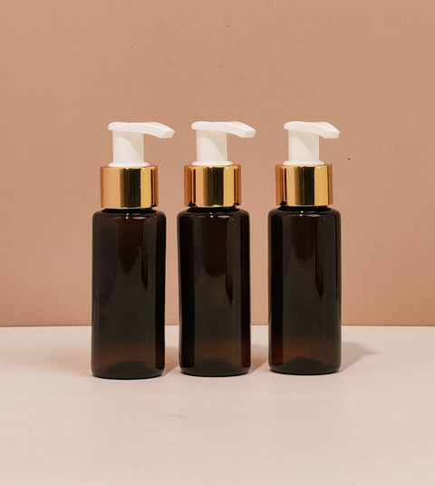 60Ml Pet Bottle With Old Gold White Lotion Pump