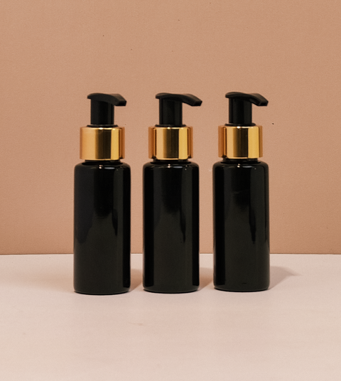 60Ml Pet Bottle With Old Gold Black Lotion Pump