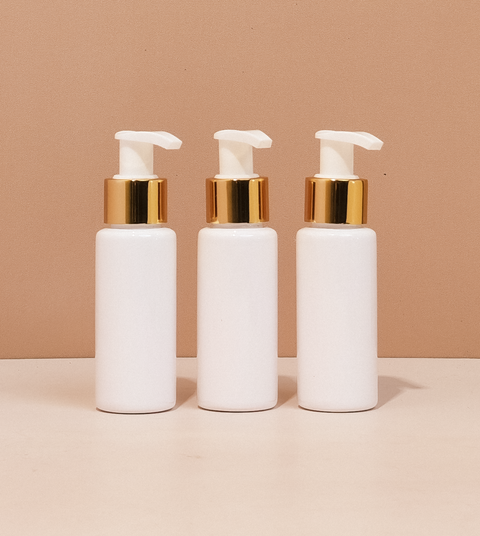 60Ml Pet Bottle With Old Gold White Lotion Pump