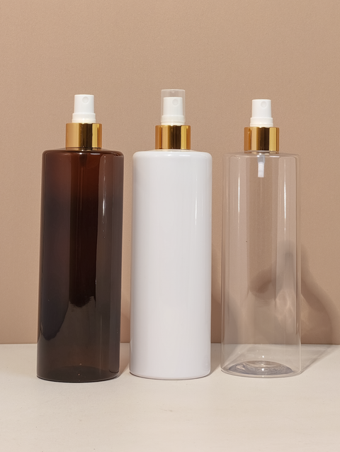 500Ml Tall Pet Bottle With Gold Mist Spray
