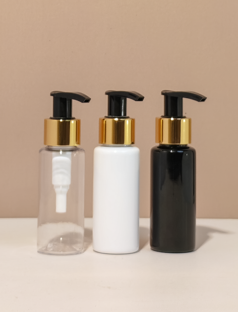 60Ml Pet Bottle With Old Gold Black Lotion Pump