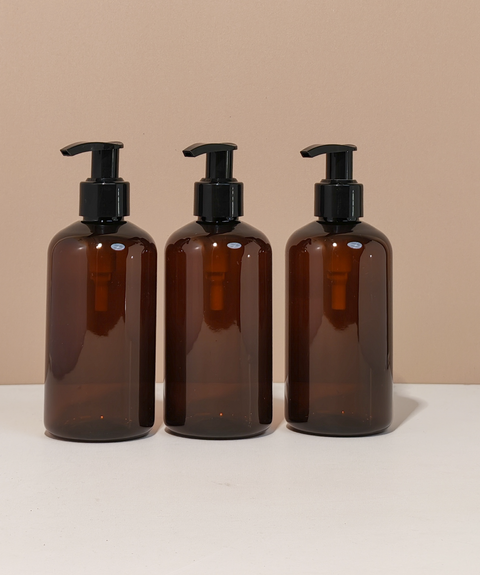 250Ml Short Pet Bottle With Old Black Lotion Pump