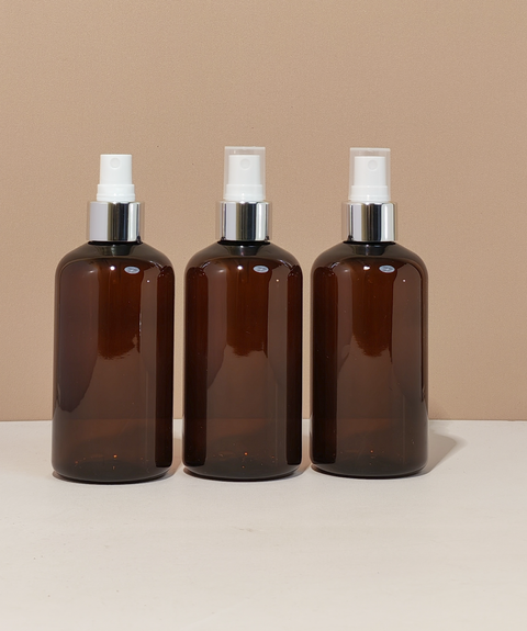 250Ml Short Pet Bottle With Silver Mist Spray