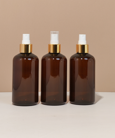 250Ml Short Pet Bottle With Gold Mist Spray