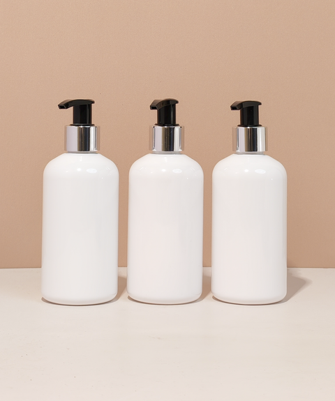 250Ml Short Pet Bottle With Silver Black Lotion Pump