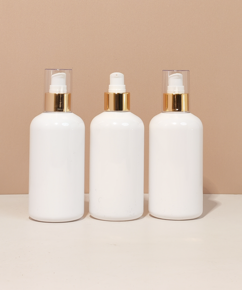 250Ml Short Pet Bottle With Gold Treatment Pump