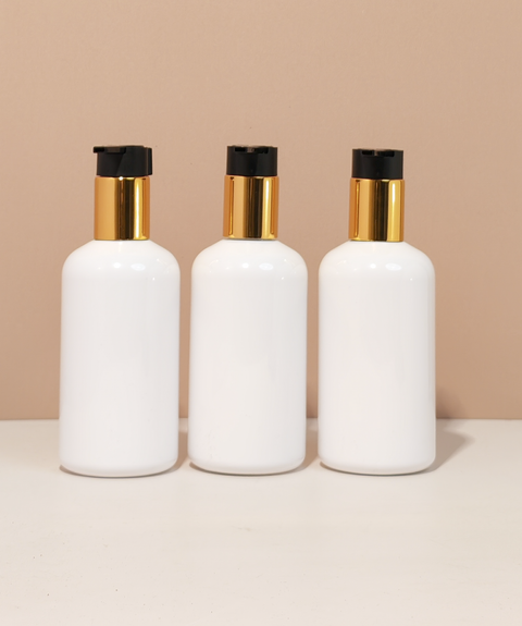250Ml Short Pet Bottle With New Gold Black Lotion Pump