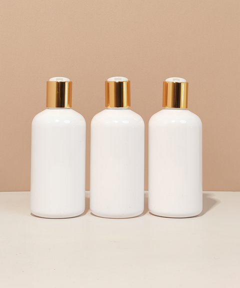 250Ml Short Pet Bottle With Gold Press Cap