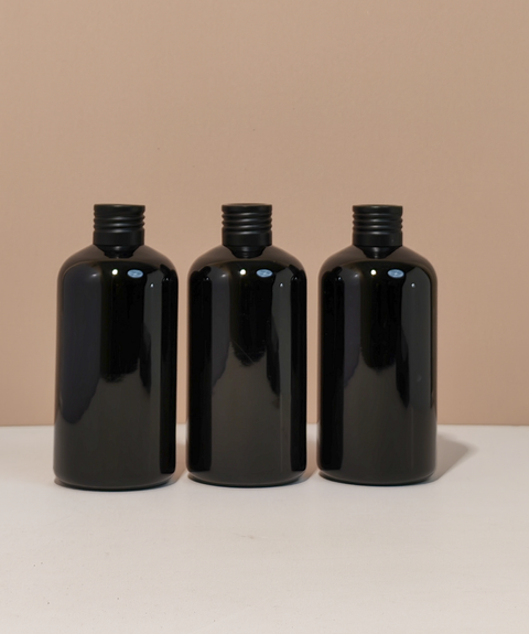 250Ml Short Pet Bottle With Matte Black Aluminium Screw Cap