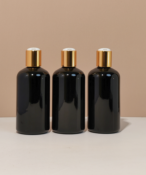 250Ml Short Pet Bottle With Gold Press Cap