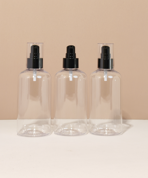 250Ml Short Pet Bottle With Black Treatment Pump