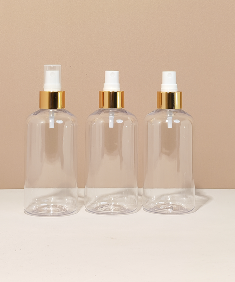 250Ml Short Pet Bottle With Gold Mist Spray