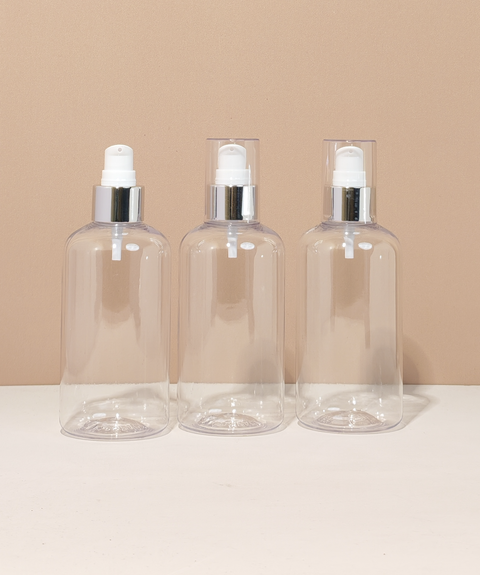 250Ml Short Pet Bottle With Silver Treatment Pump