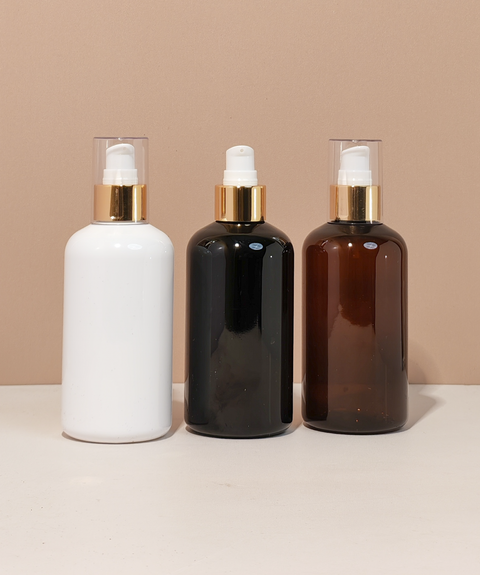 250Ml Short Pet Bottle With Gold Treatment Pump