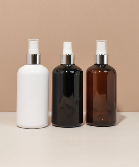 250Ml Short Pet Bottle With Silver Mist Spray