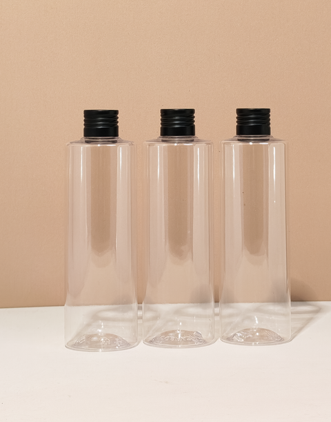 250Ml Tall Pet Bottle With Matte Black Aluminium Screw Cap
