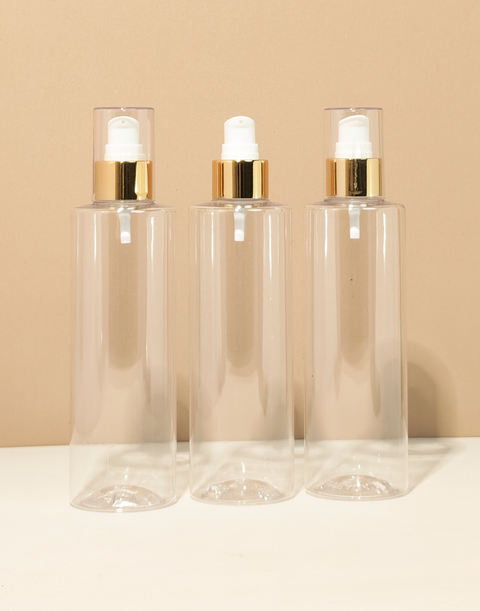 250Ml Tall Pet Bottle With Gold Treatment Pump