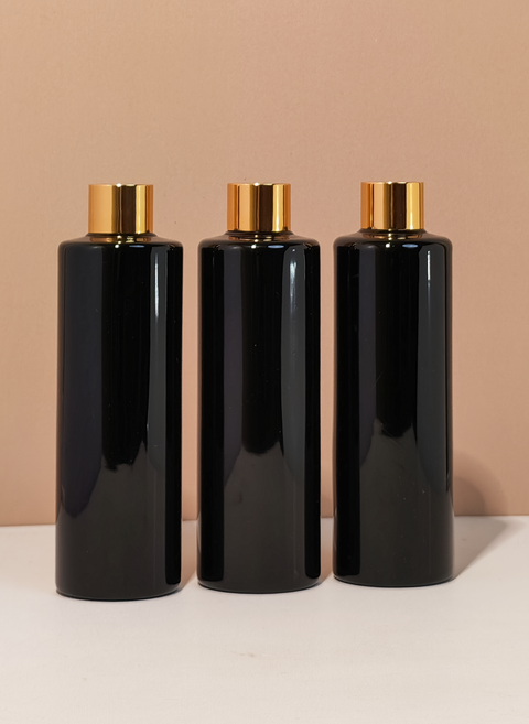 250Ml Tall Pet Bottle With Gold Shinny Screw Caps