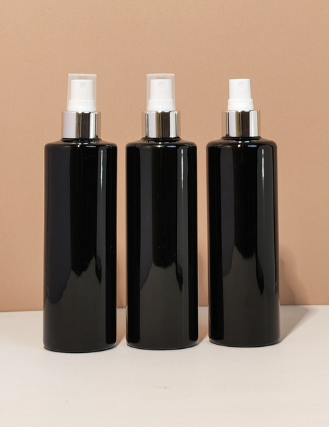 250Ml Tall Pet Bottle With Silver Mist Spray