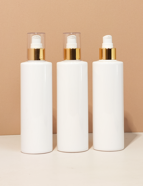 250Ml Tall Pet Bottle With Gold Treatment Pump