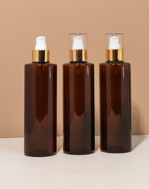 250Ml Tall Pet Bottle With Gold Treatment Pump
