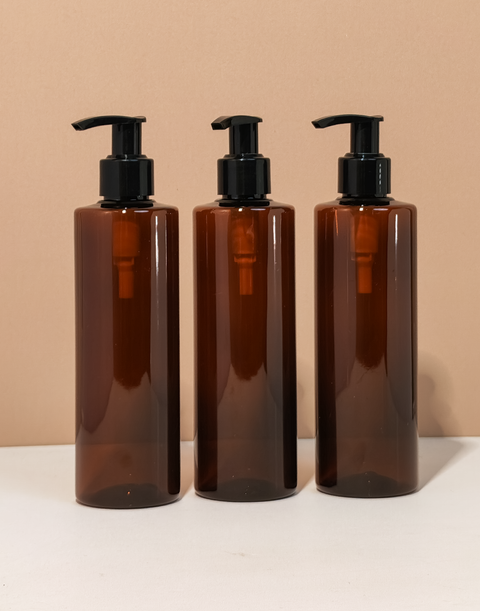 250Ml Tall Pet Bottle With Old Black Lotion Pump
