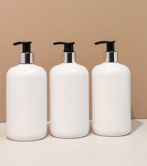 500Ml Short Pet Bottle With Silver Black Lotion Pump