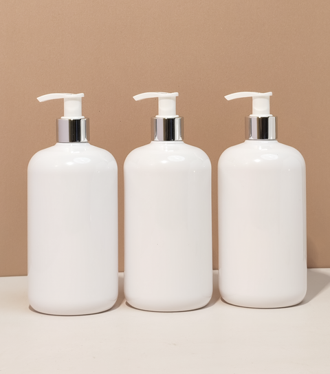 500Ml Short Pet Bottle With Silver White Lotion Pump