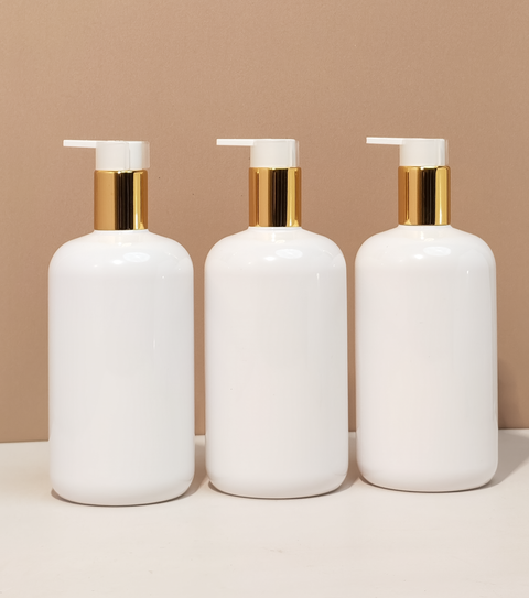 500Ml Short Pet Bottle With New Gold White Lotion Pump