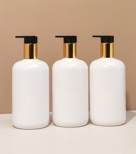 500Ml Short Pet Bottle With New Gold Black Lotion Pump